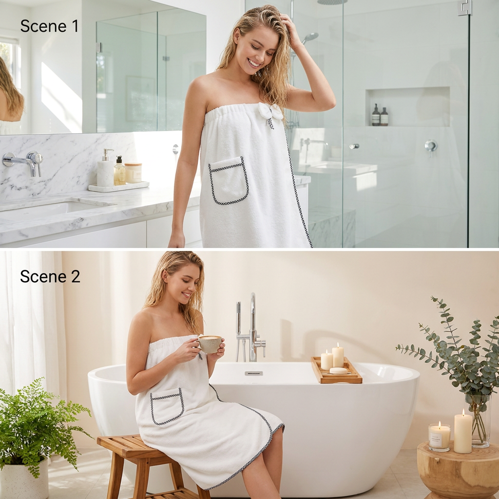 Women's Coral Fleece Bath Wrap - White