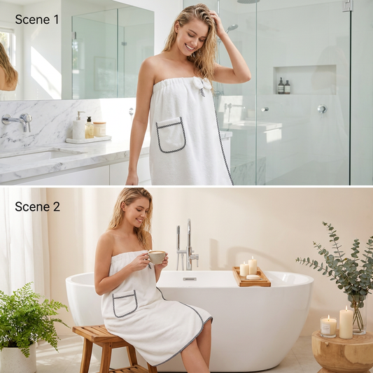 Women's Coral Fleece Bath Wrap - White