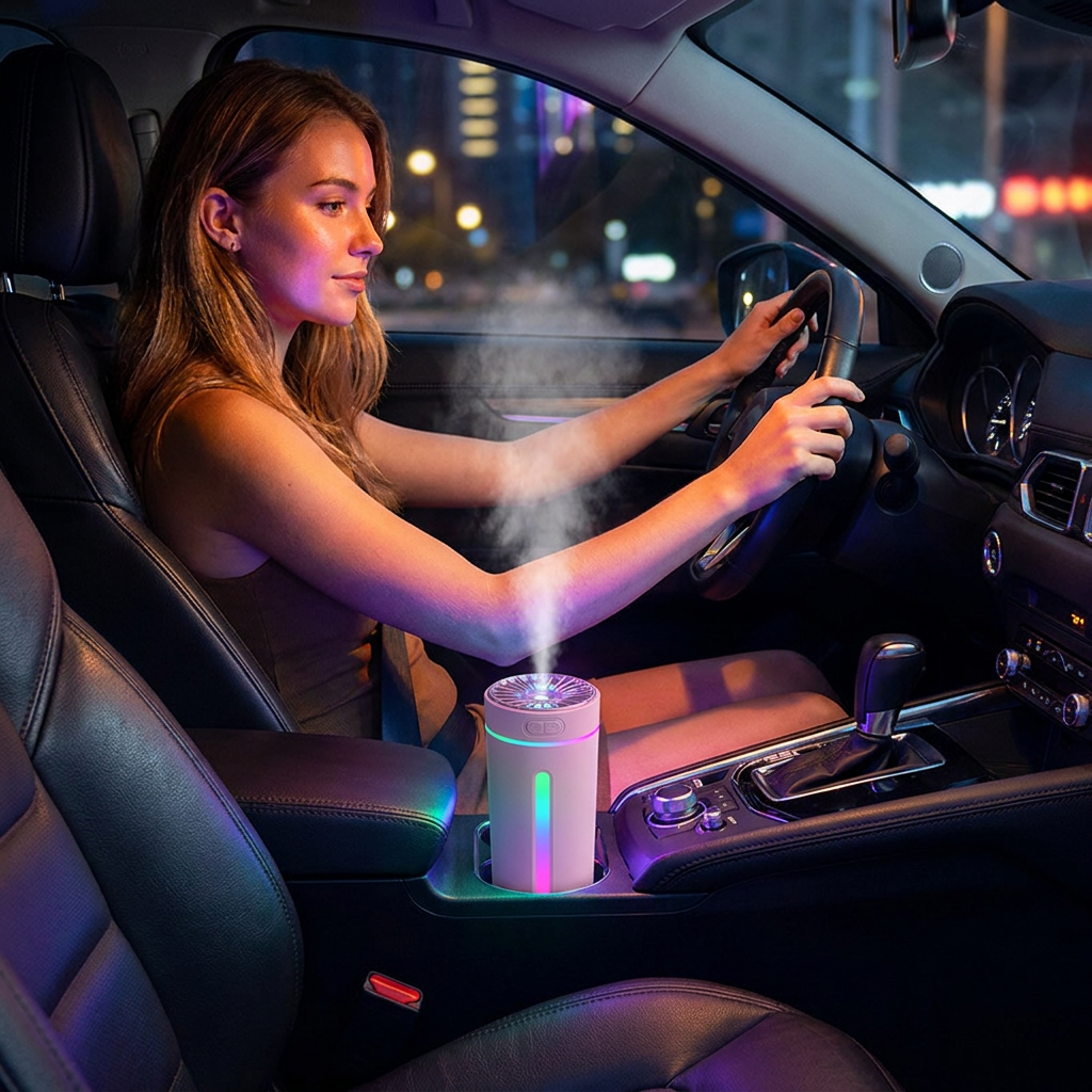 USB Car Aroma Diffuser Humidifier - Pink