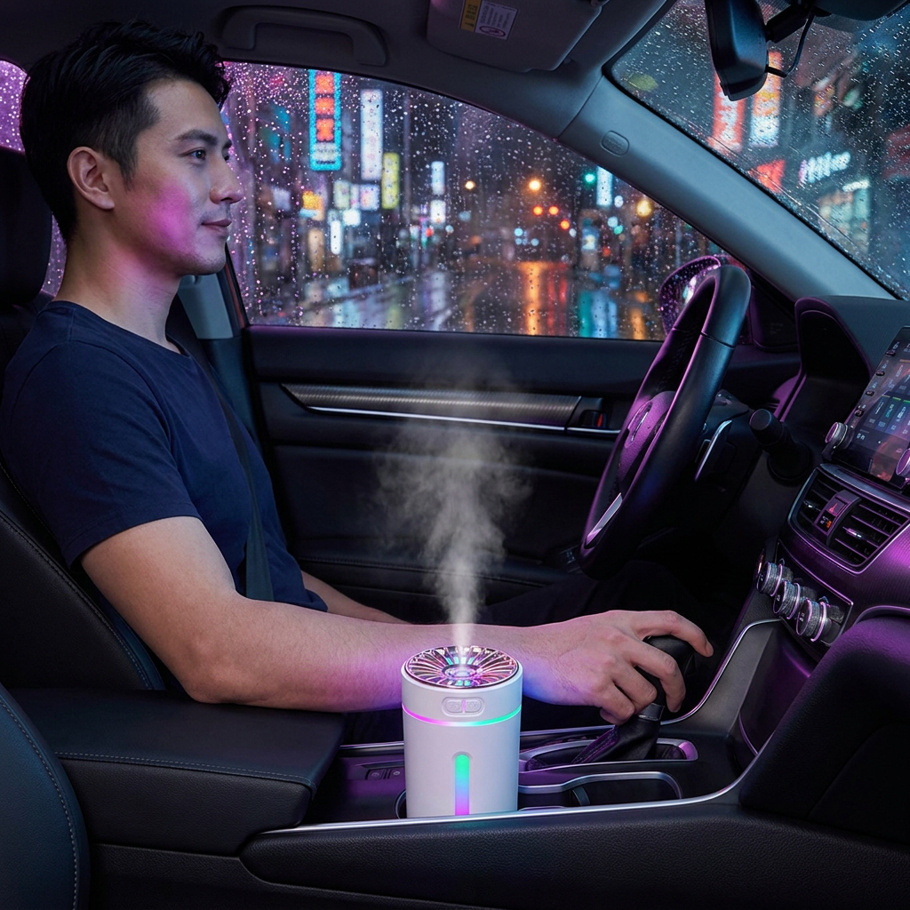 USB Car Aroma Diffuser Humidifier - White