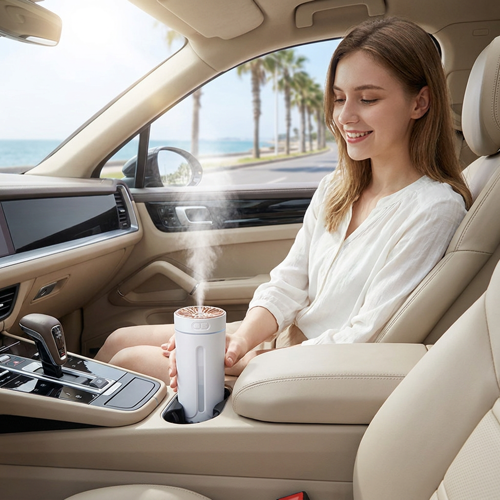 USB Car Aroma Diffuser Humidifier - White