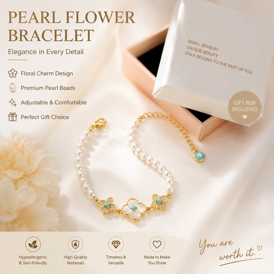 Pearl Flower Bracelet - Gold