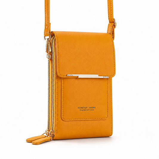 Touch Screen Phone Wallet Crossbody Bag - yellow