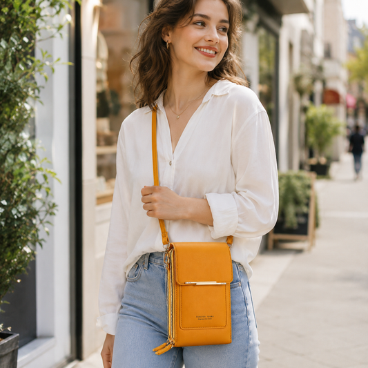 Touch Screen Phone Wallet Crossbody Bag - yellow