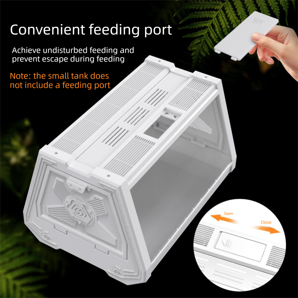 White Desktop Reptile Terrarium Enclosure 35X25.5X22cm with Double Door Opening and Ventilation for Small Reptiles, Amphibians and Plants