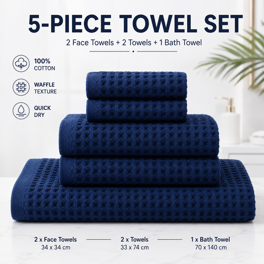 Cotton Bath Towel Set - blue