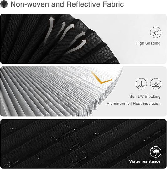 90 x 180 CM Blue Self-Adhesive Pleated Window Blinds (2 Packs) - No-Drill Cuttable Light Filtering Shading Blinds