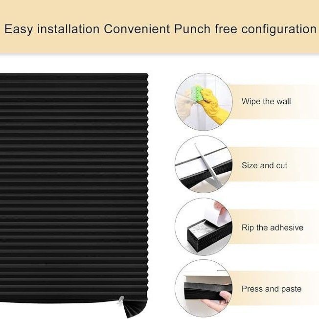 90 x 180 CM Blue Self-Adhesive Pleated Window Blinds (2 Packs) - No-Drill Cuttable Light Filtering Shading Blinds