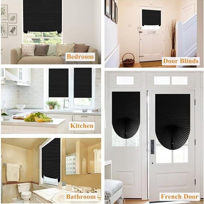90 x 180 CM Blue Self-Adhesive Pleated Window Blinds (2 Packs) - No-Drill Cuttable Light Filtering Shading Blinds