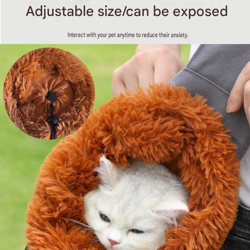 Lion Style Canvas Pet Carrier Grey Bag（small size 35*12*24cm） - Adjustable Head Opening, Breathable Mesh, 8cm Wide Shoulder Strap, PE Support Base, Portable Crossbody Sling for Cats and Small Dogs, Travel Friendly Design