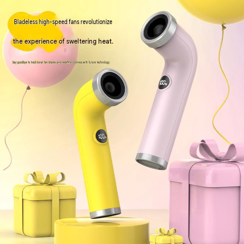 Pink Handheld Bladeless High-Speed Fan - 100 Speed Levels, LED Display, USB-C Rechargeable Portable Mini Fan for Travel, Commute & Outdoor - Lightweight 169g Personal Cooling Device with Safe Air Intake