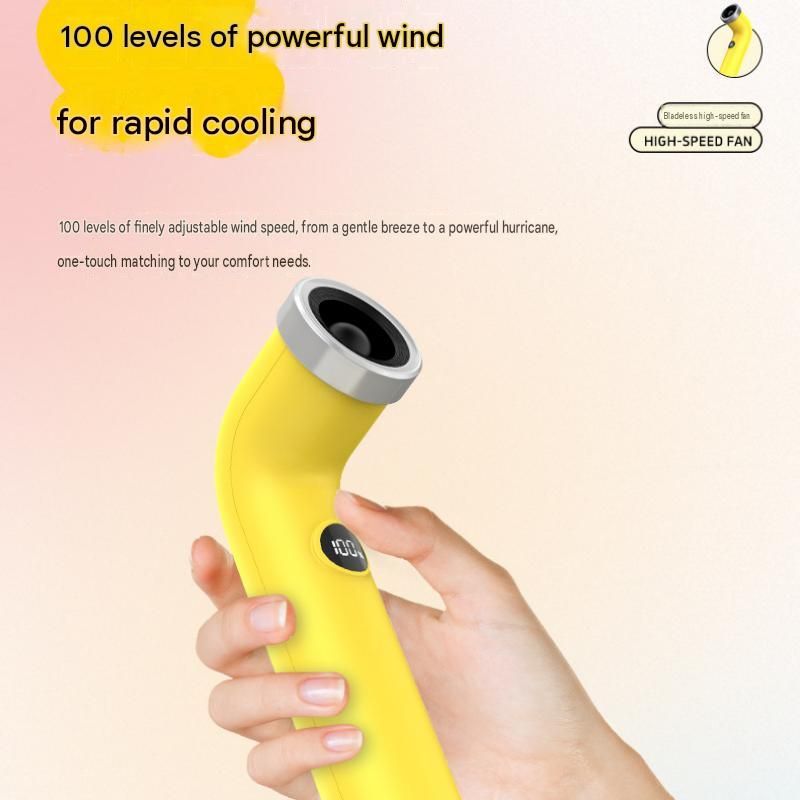 Pink Handheld Bladeless High-Speed Fan - 100 Speed Levels, LED Display, USB-C Rechargeable Portable Mini Fan for Travel, Commute & Outdoor - Lightweight 169g Personal Cooling Device with Safe Air Intake