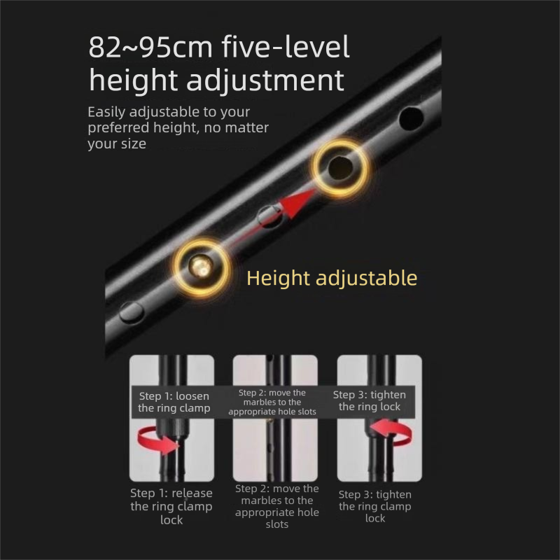 Black 2 pack Foldable Hiking Cane - Adjustable Aluminium Walking Stick with Non-Slip Handle, 85-95cm Height Range, Portable Trekking Pole for Seniors, Travel & Outdoor Support - Lightweight 260g Mobility Aid