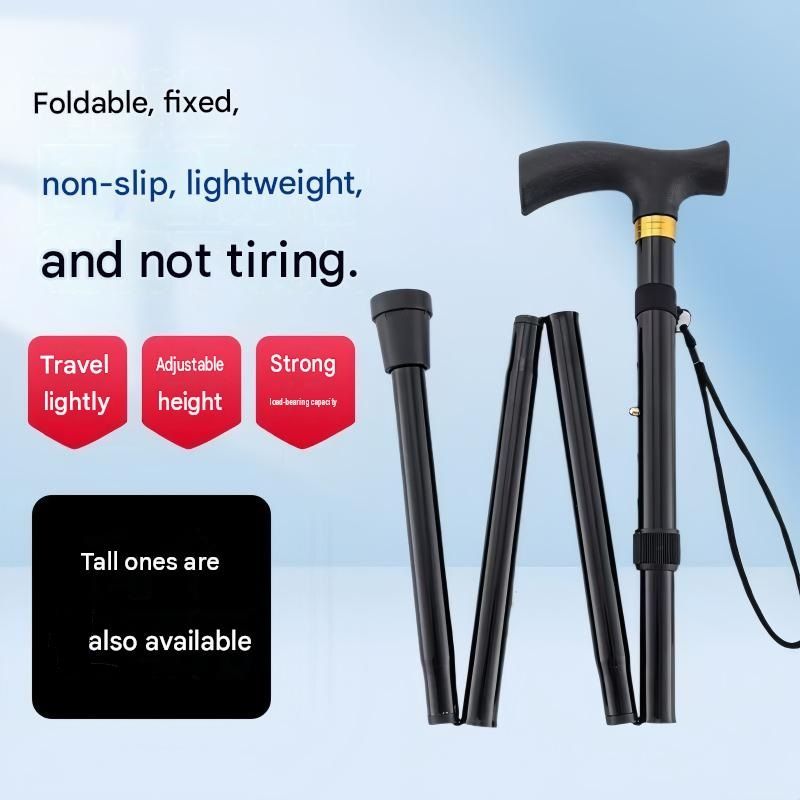 Coffee 2 pack Foldable Hiking Cane - Adjustable Aluminium Walking Stick with Non-Slip Handle, 85-95cm Height Range, Portable Trekking Pole for Seniors, Travel & Outdoor Support - Lightweight 260g Mobility Aid