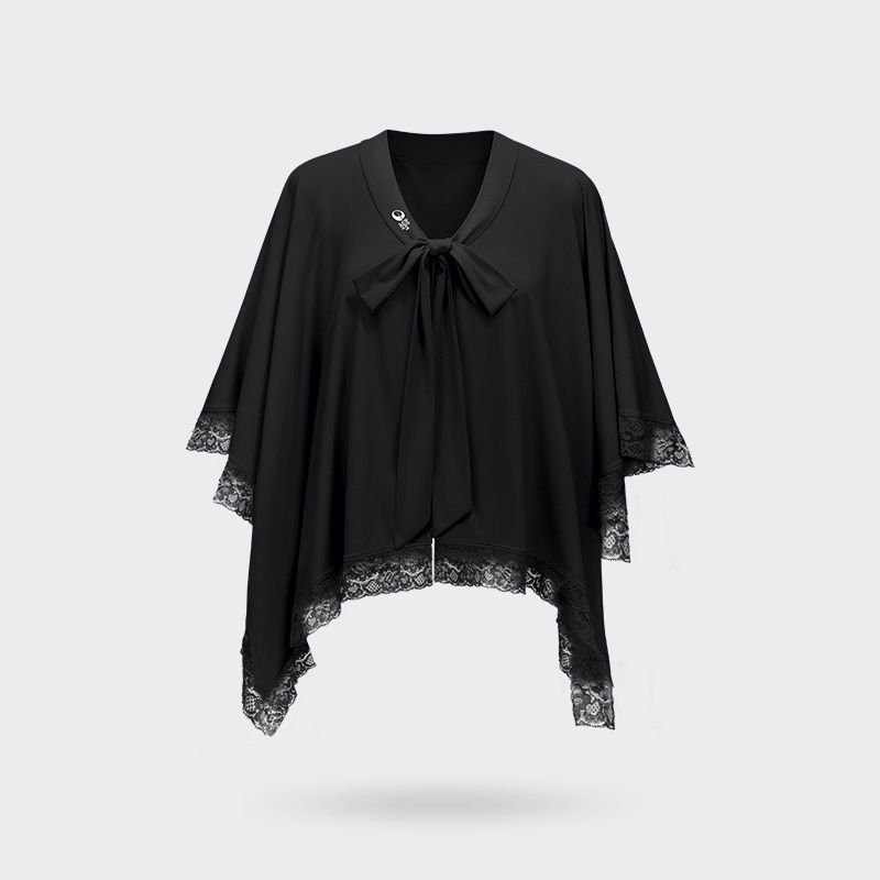 Women's 2-in-1 Cooling Lace Cover-Up Cape - Black - XL