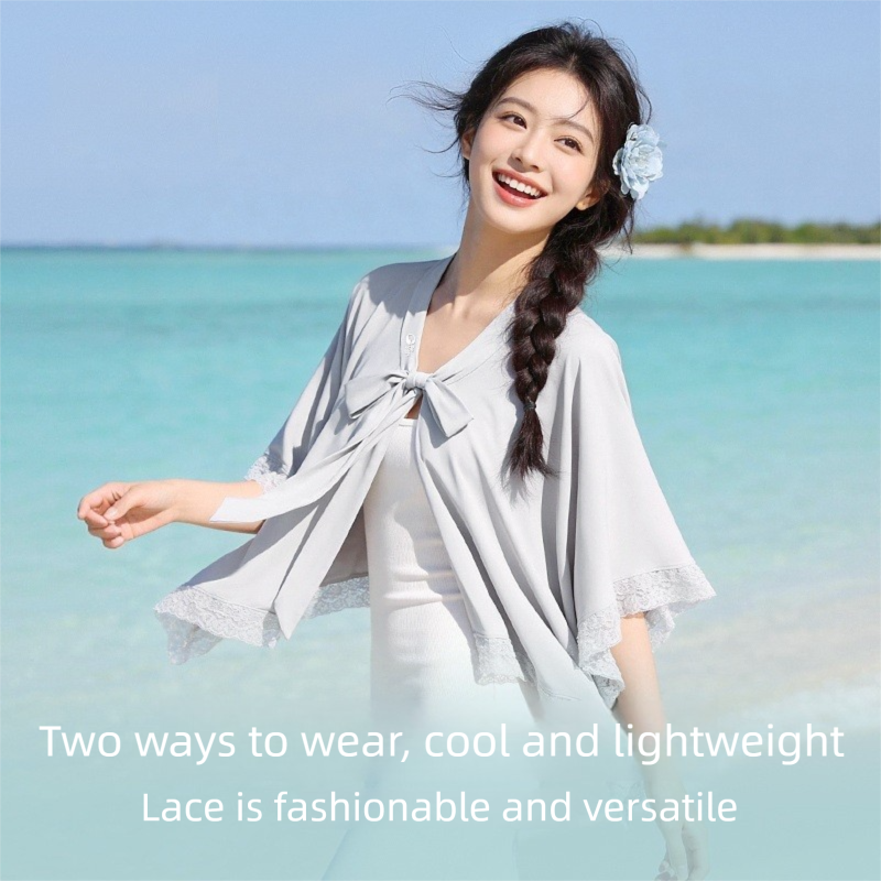 Women's 2-in-1 Cooling Lace Cover-Up Cape - Black - XL