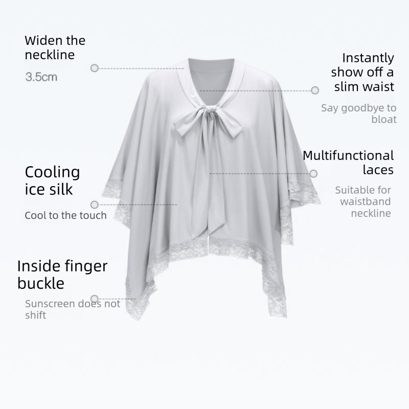Women's 2-in-1 Cooling Lace Cover-Up Cape - Grey - XL