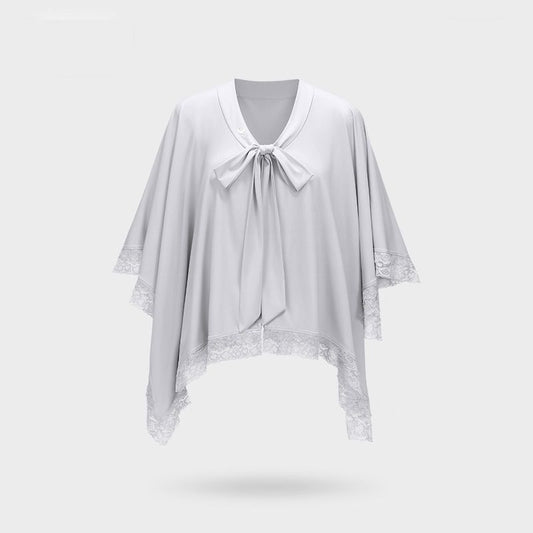 Women's 2-in-1 Cooling Lace Cover-Up Cape - Light Grey - L