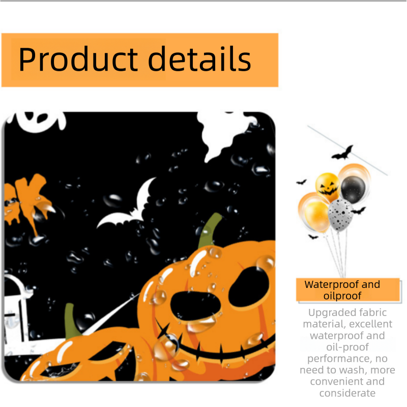 Halloween PEVA Tablecloth 3-Pack - Black - 274 x 137cm
