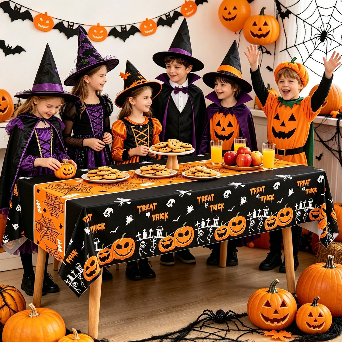 Halloween PEVA Tablecloth 3-Pack - Black - 274 x 137cm