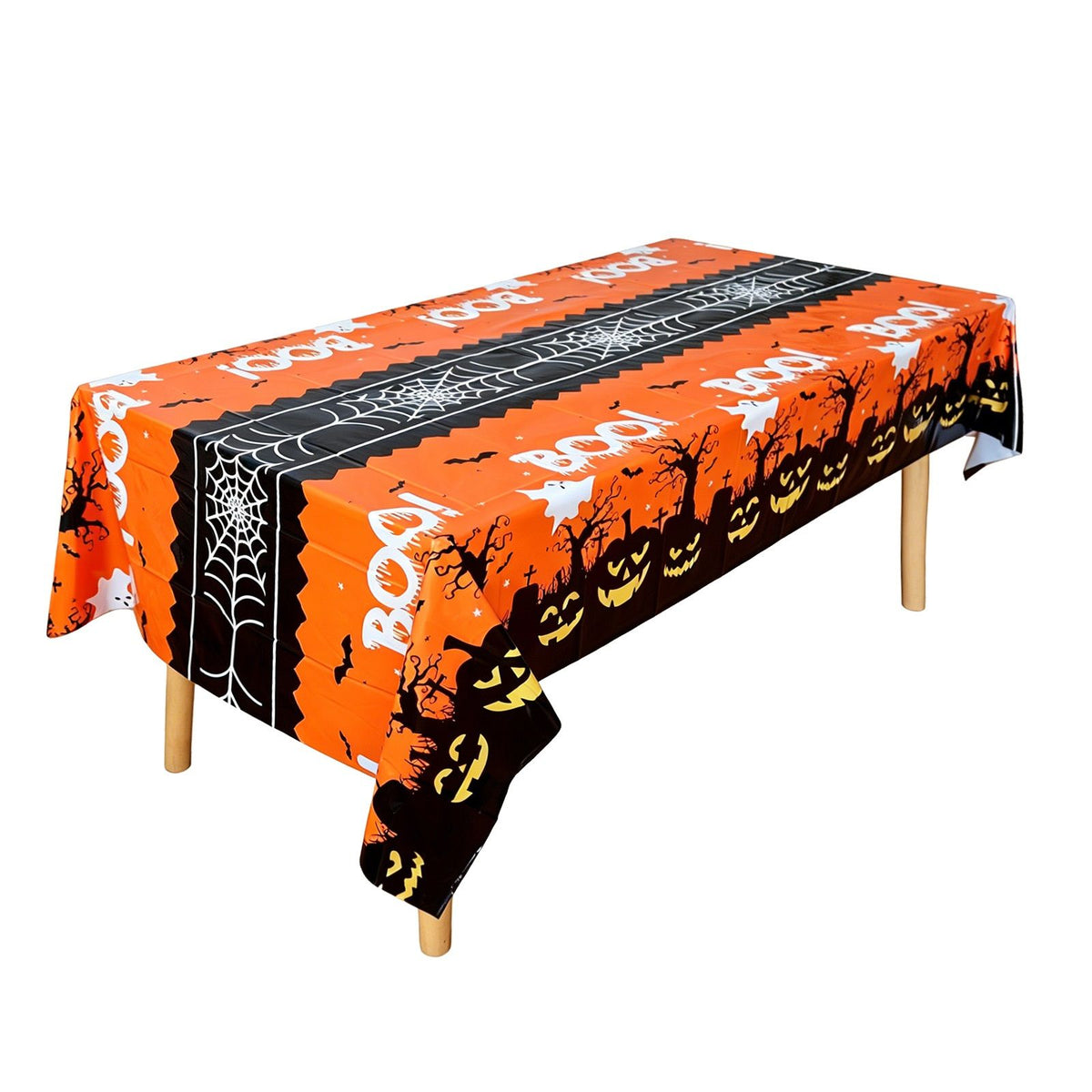 Halloween PEVA Tablecloth 3-Pack - Orange - 274 x 137cm