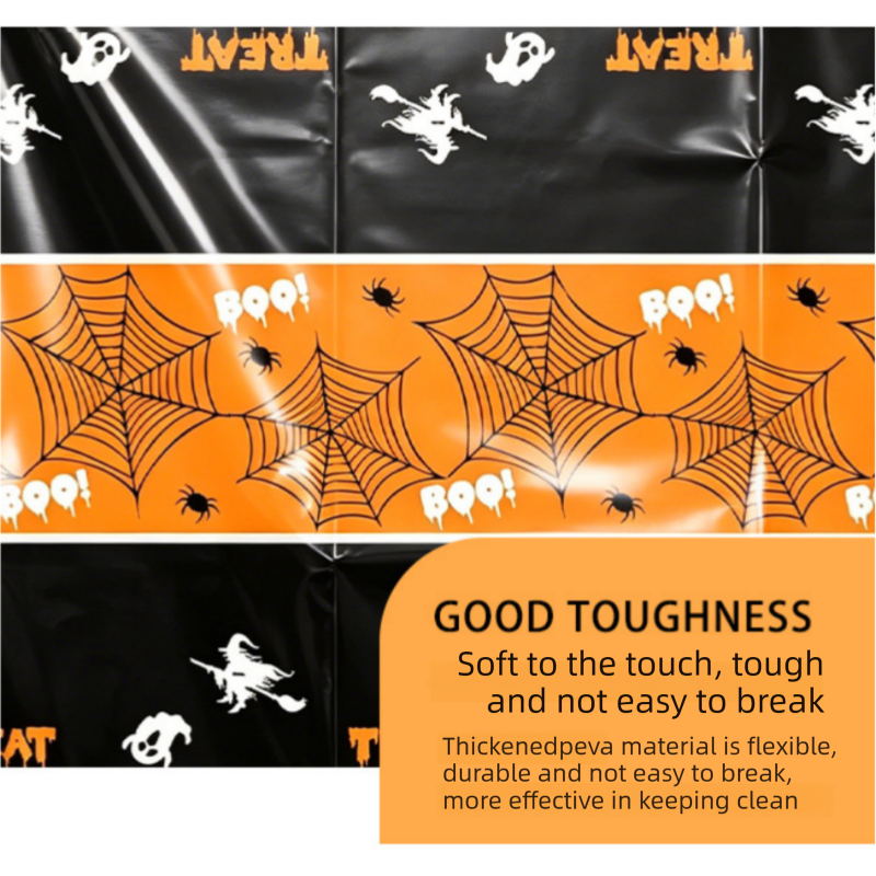 Halloween PEVA Tablecloth 3-Pack - Orange - 274 x 137cm