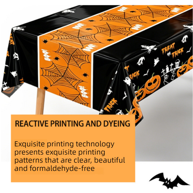 Halloween PEVA Tablecloth 3-Pack - Orange - 274 x 137cm