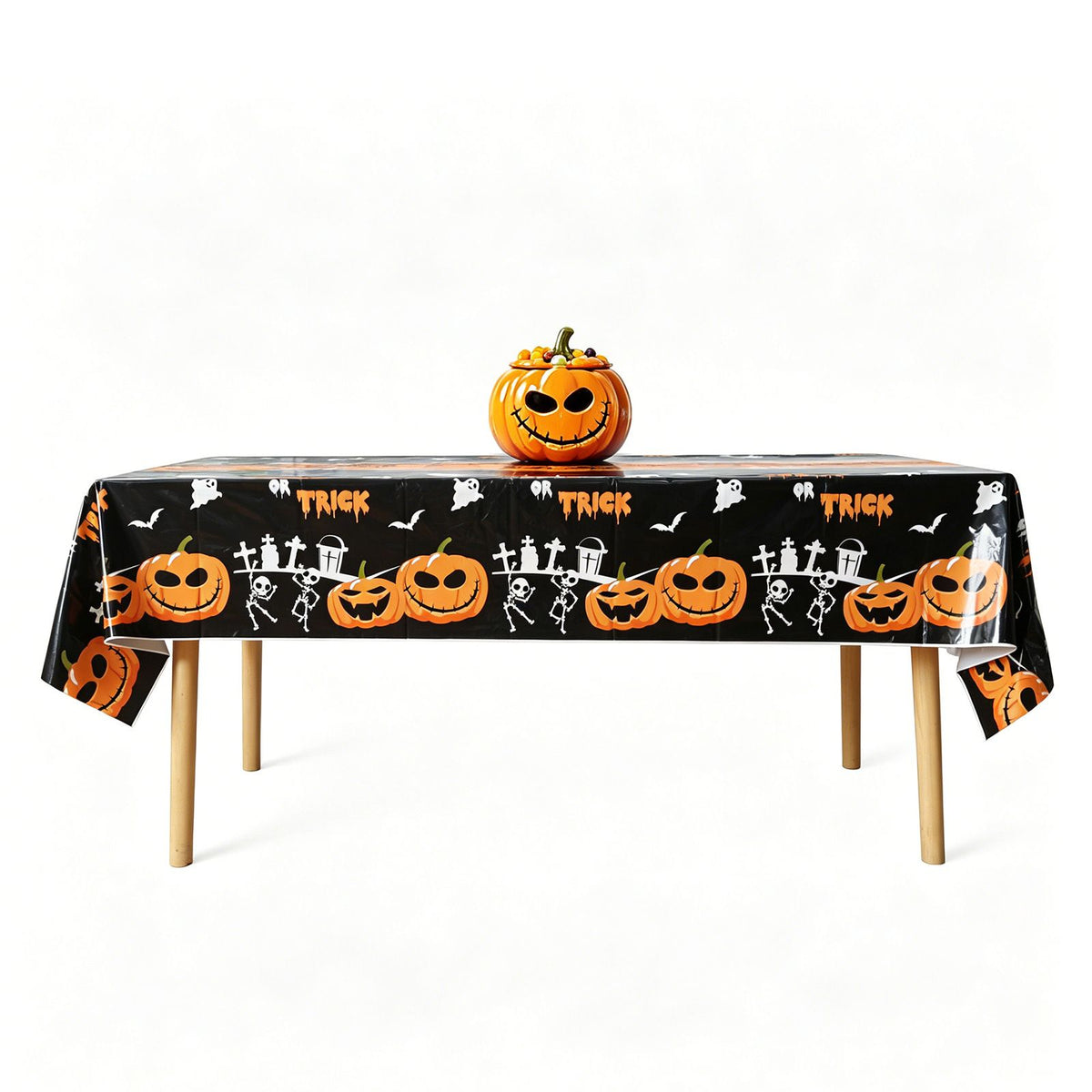 Halloween PEVA Tablecloth 3-Pack - Orange - 274 x 137cm