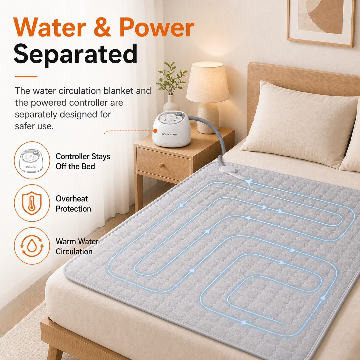 Hoper Layer Water Heated Mattress Pad