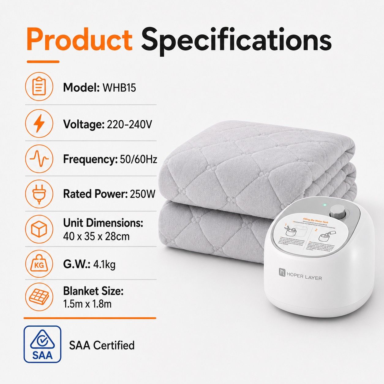Hoper Layer Water Heated Mattress Pad