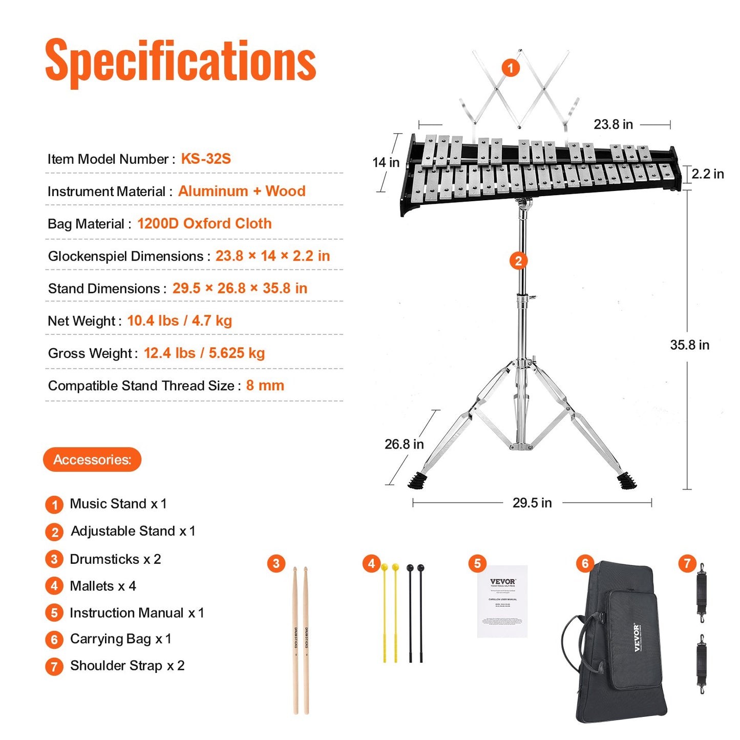 32-Note Glockenspiel Xylophone Kit