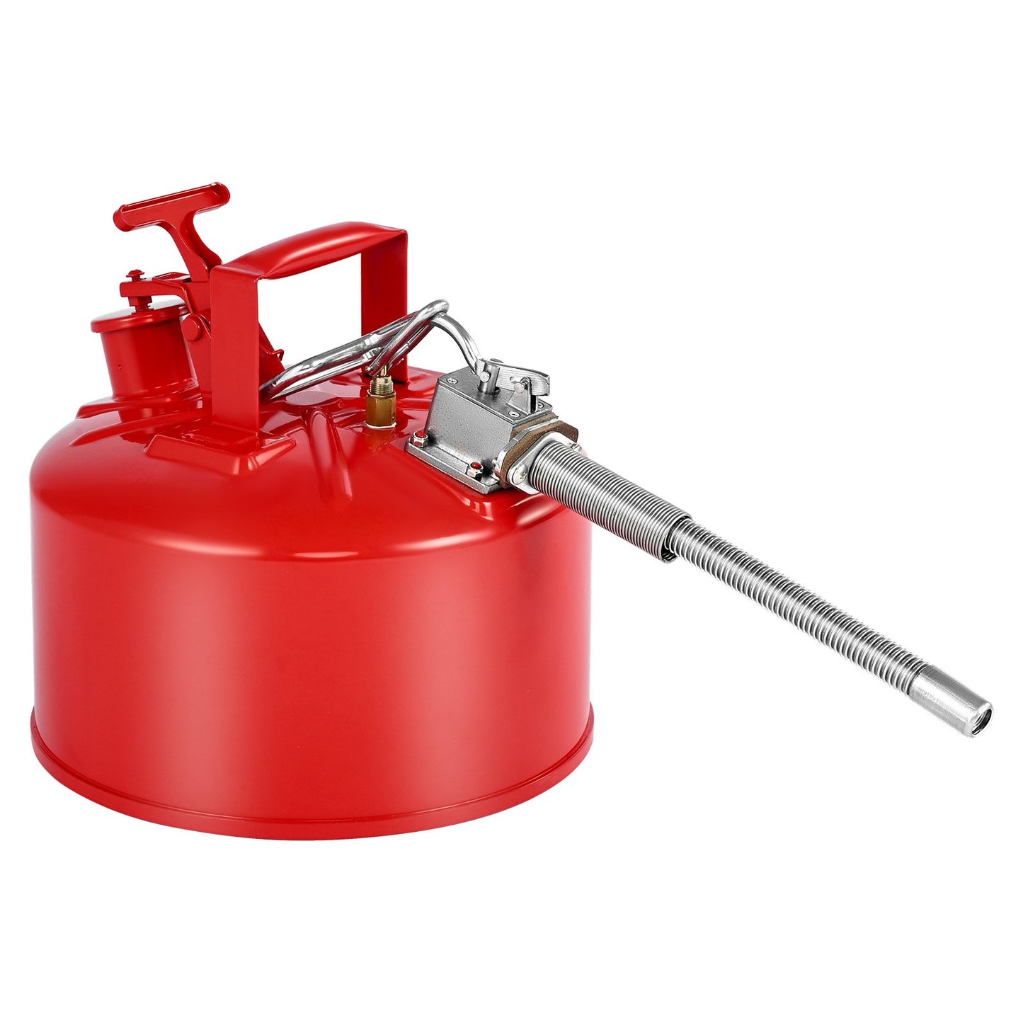 Safety Gas Can, 9.5 L Type II Red Safety Can for Gasoline with Stainless Steel Flame Arrester, Self-Closing Lid, and Flexible Metal Spout, Carbon Steel Flammable Storage with Ergonomic Handle