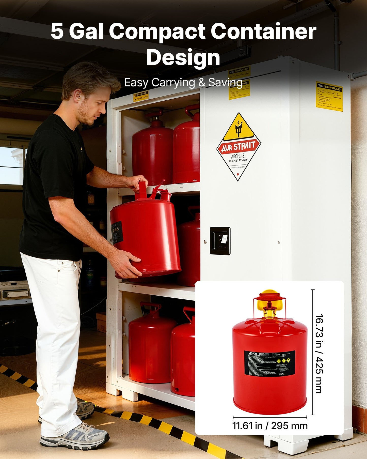 Safety Gas Can, 19 L Type I Red Safety Can for Gasoline with Stainless Steel Flame Arrester