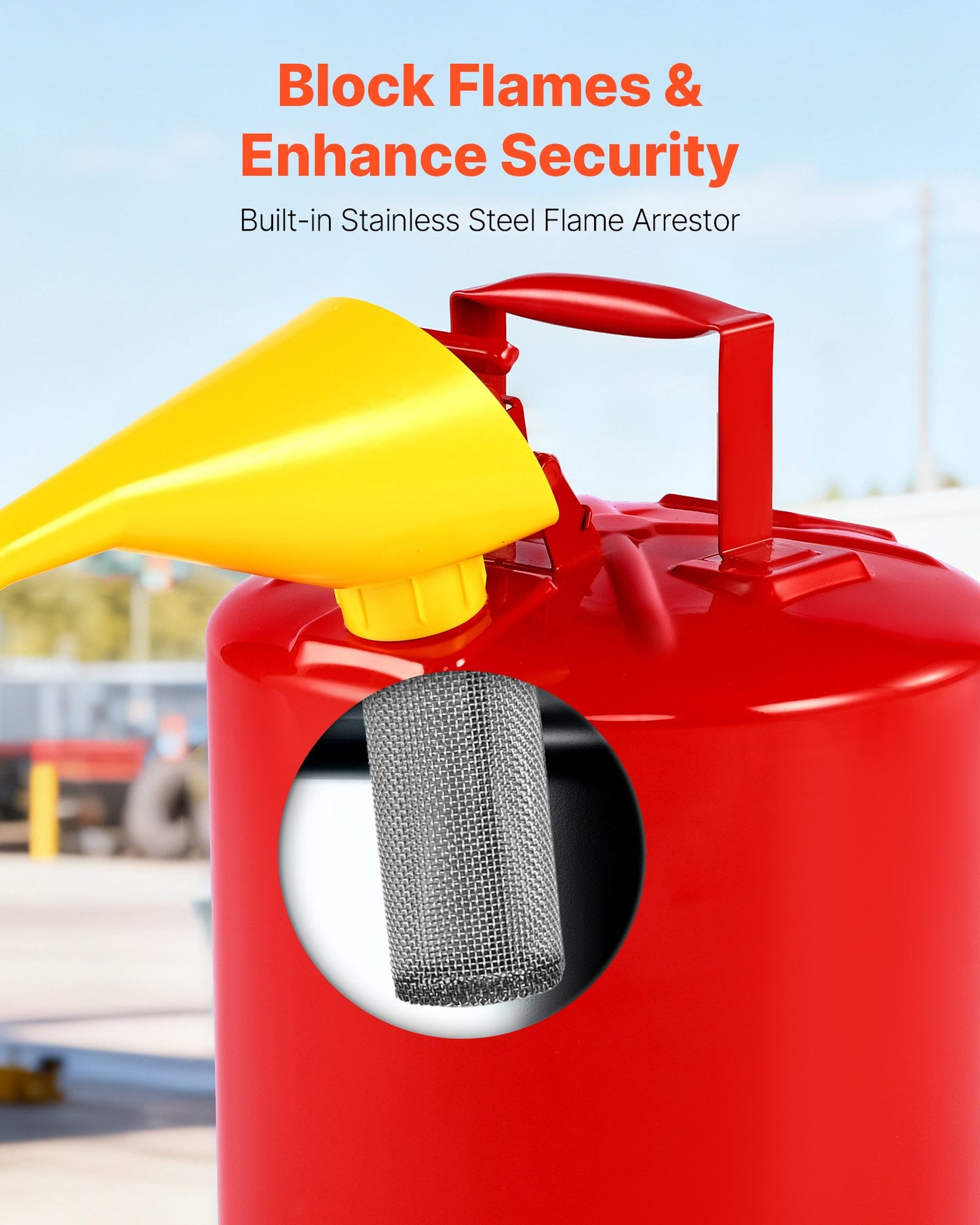 Safety Gas Can, 19 L Type I Red Safety Can for Gasoline with Stainless Steel Flame Arrester