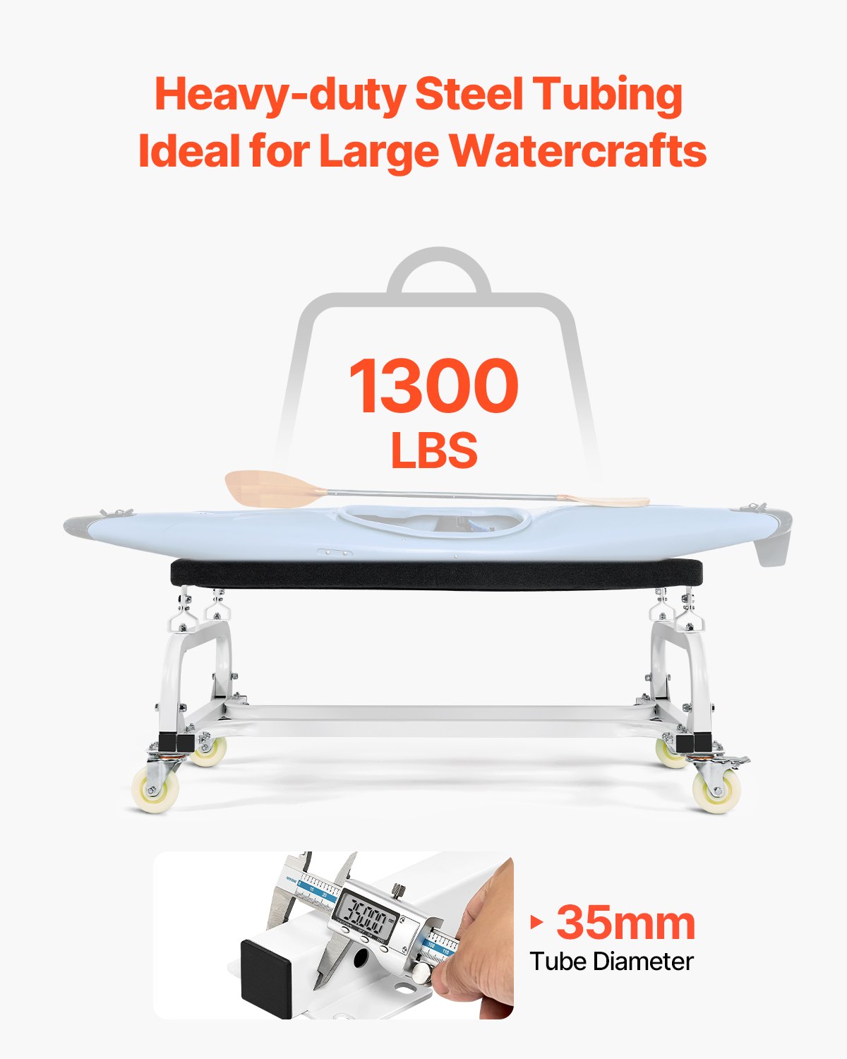 Watercraft PWC Dolly, 1300 lbs Load Capacity, Jet Ski Stand PWC Cart for Moving Watercraft, Adjustable Bunks with 4 Casters & 2 Brakes, Heavy-Duty Jet Ski Cart for Kayaks, Jet Skis, Speedboats