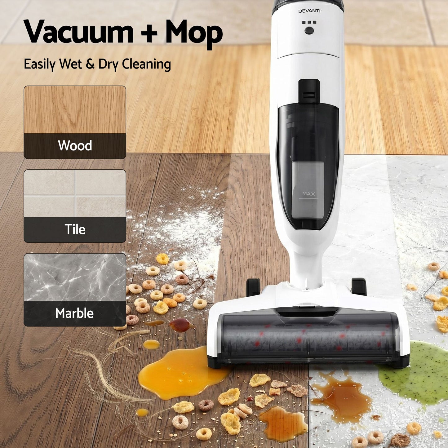 Devanti Wet & Dry Vacuum Mop + Waffle Maker