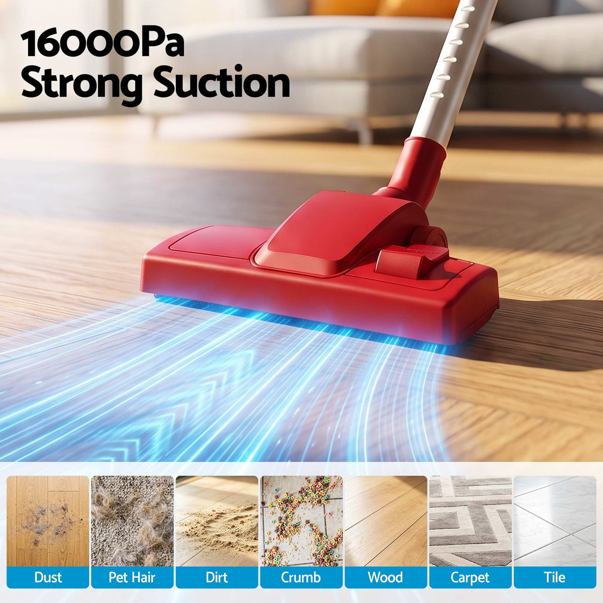 Devanti 3-in-1 Corded Stick Vacuum - Red