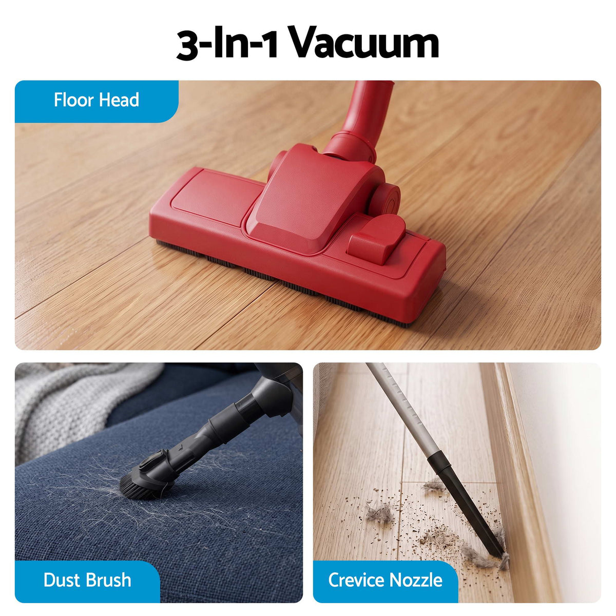 Devanti 3-in-1 Corded Stick Vacuum - Red