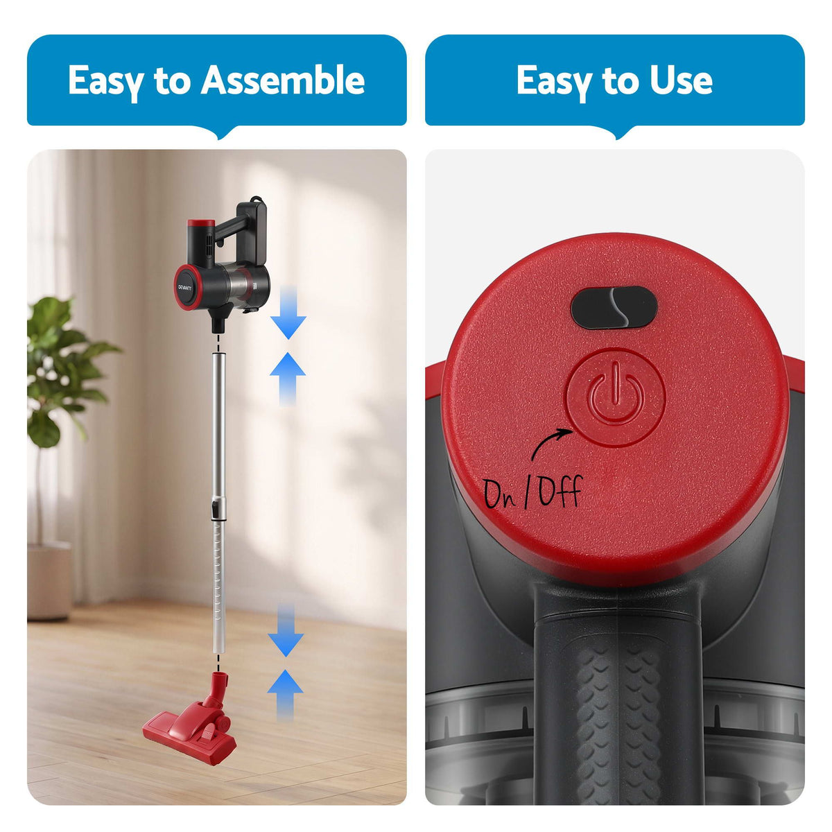 Devanti 3-in-1 Corded Stick Vacuum - Red