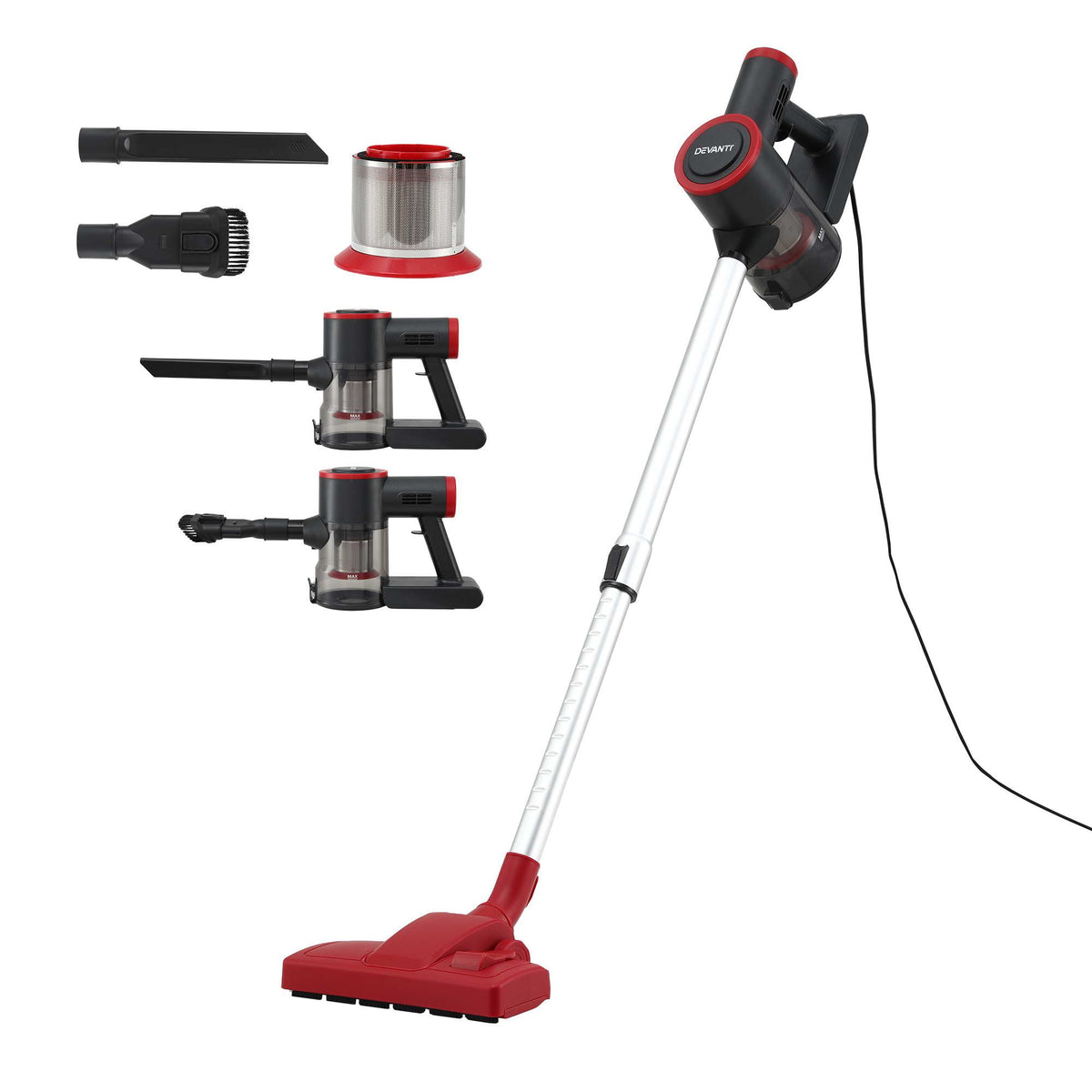 Devanti 3-in-1 Corded Stick Vacuum - Red