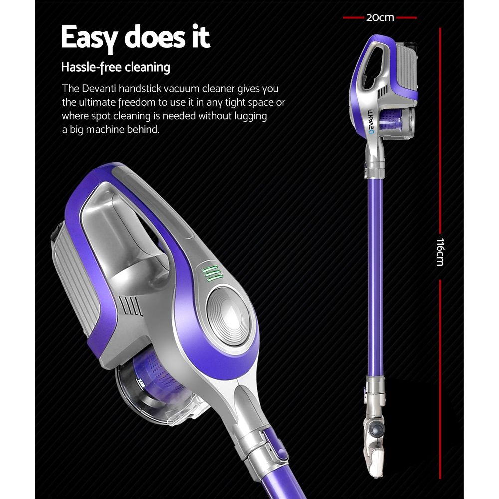 Devanti Cordless Stick Vacuum 150W - Purple