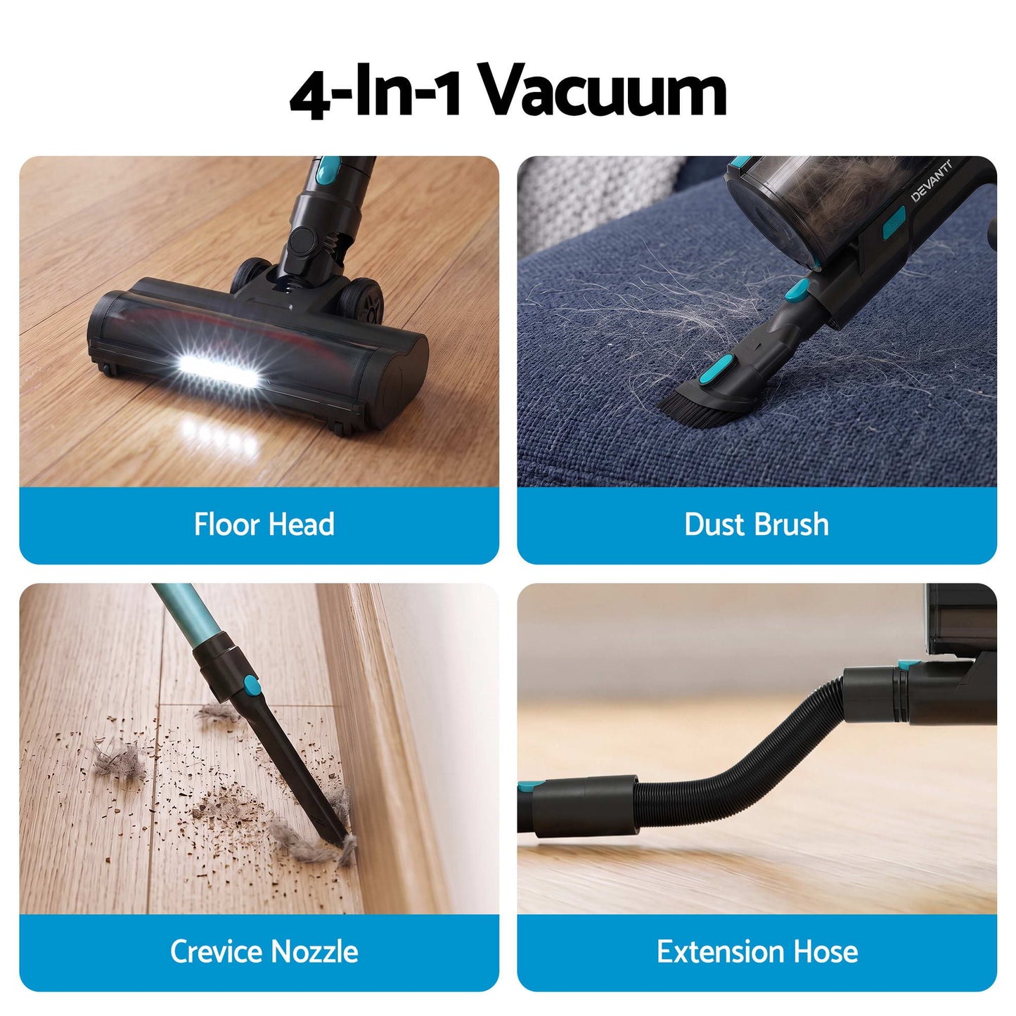 Devanti 30,000Pa Cordless Stick Vacuum - Green