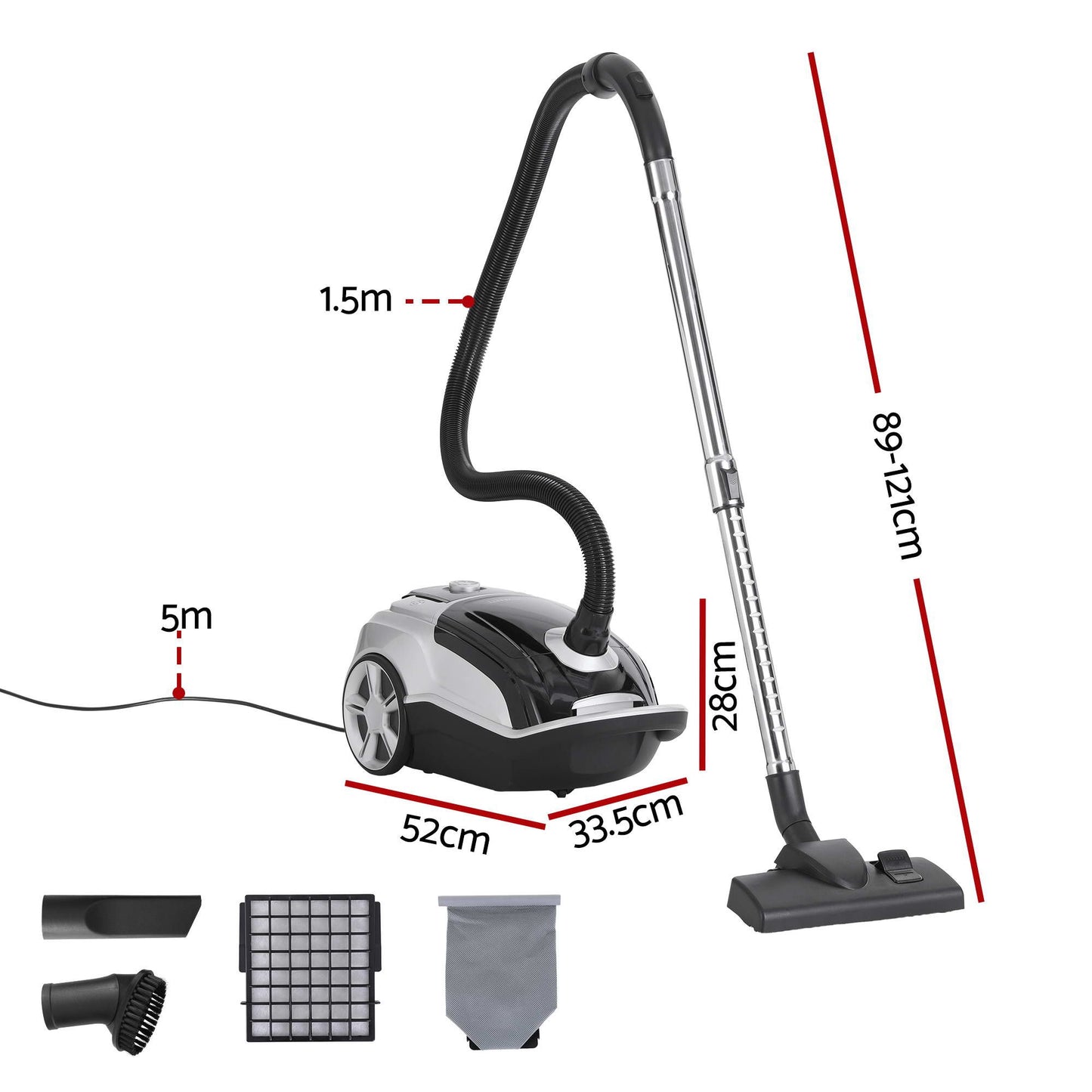 Devanti Bagged Vacuum Cleaner - Black