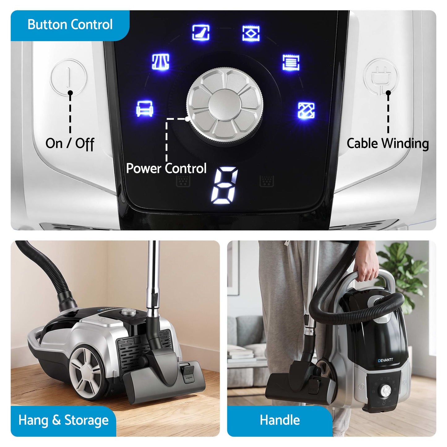 Devanti Bagged Vacuum Cleaner - Black