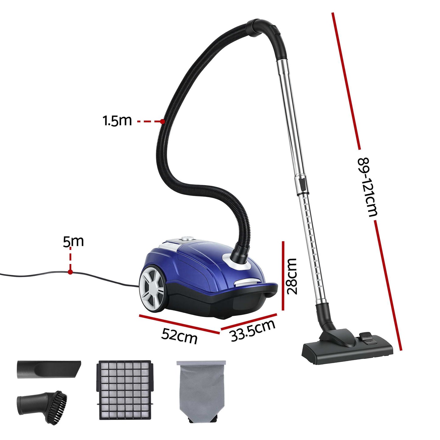 Devanti Bagged Vacuum Cleaner - Blue