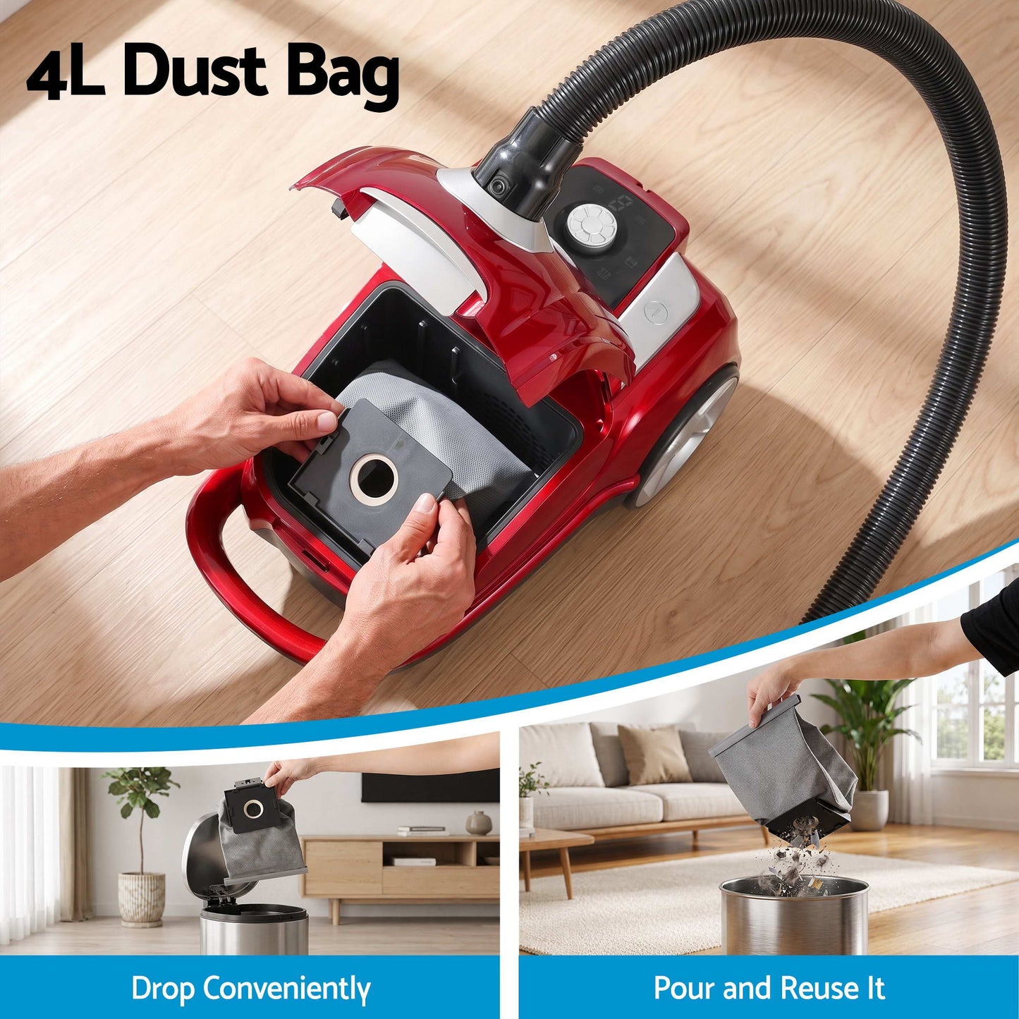 Devanti Bagged Vacuum Cleaner - Red