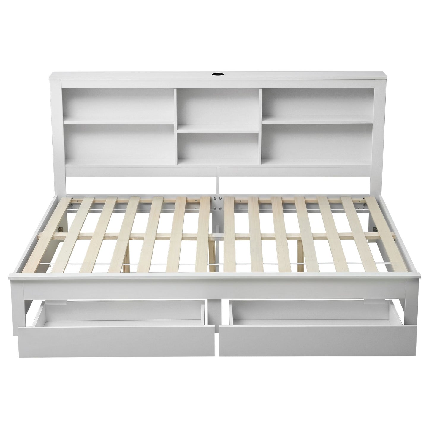 Artiss Double Platform Bed Frame with Storage - White