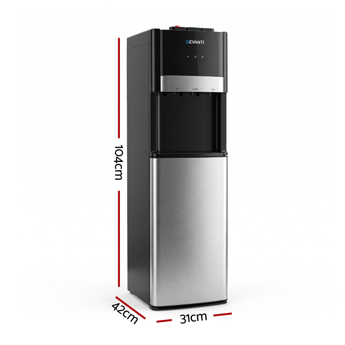 Devanti Bottom Loading Hot & Cold Water Cooler Black/Silver
