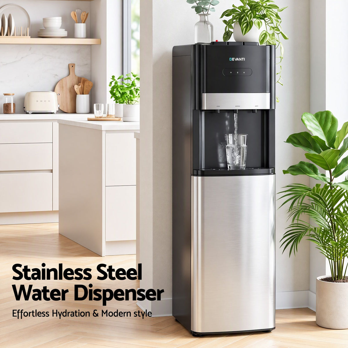 Devanti Bottom Loading Hot & Cold Water Cooler Black/Silver