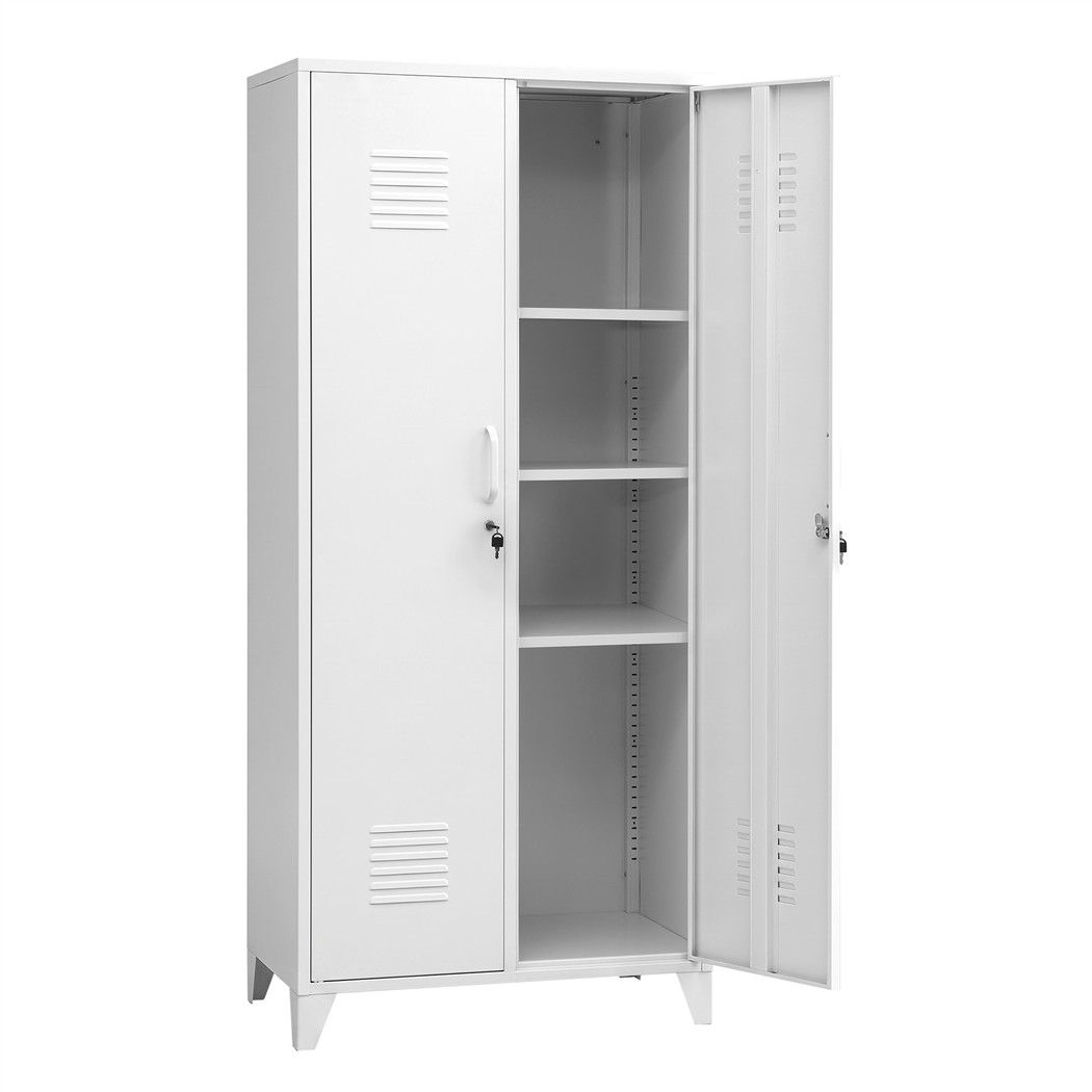 Artiss 2-Door Lockable Wardrobe - Cream White